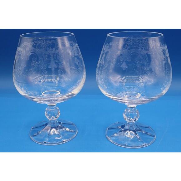 Bohemia Cascade Fine Lead Crystal Brandy Glasses 4.75'' - Set of 2 *Pre-Owned* - Picture 2 of 11